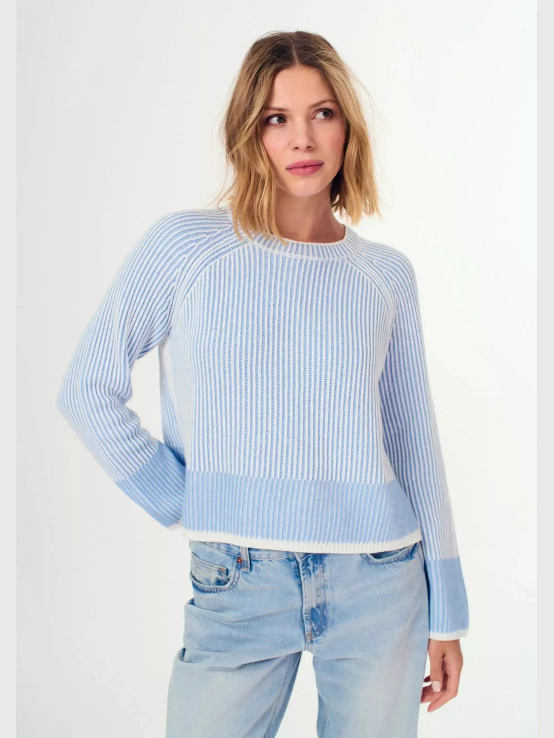 Sky Two-Tone Crew Sweater