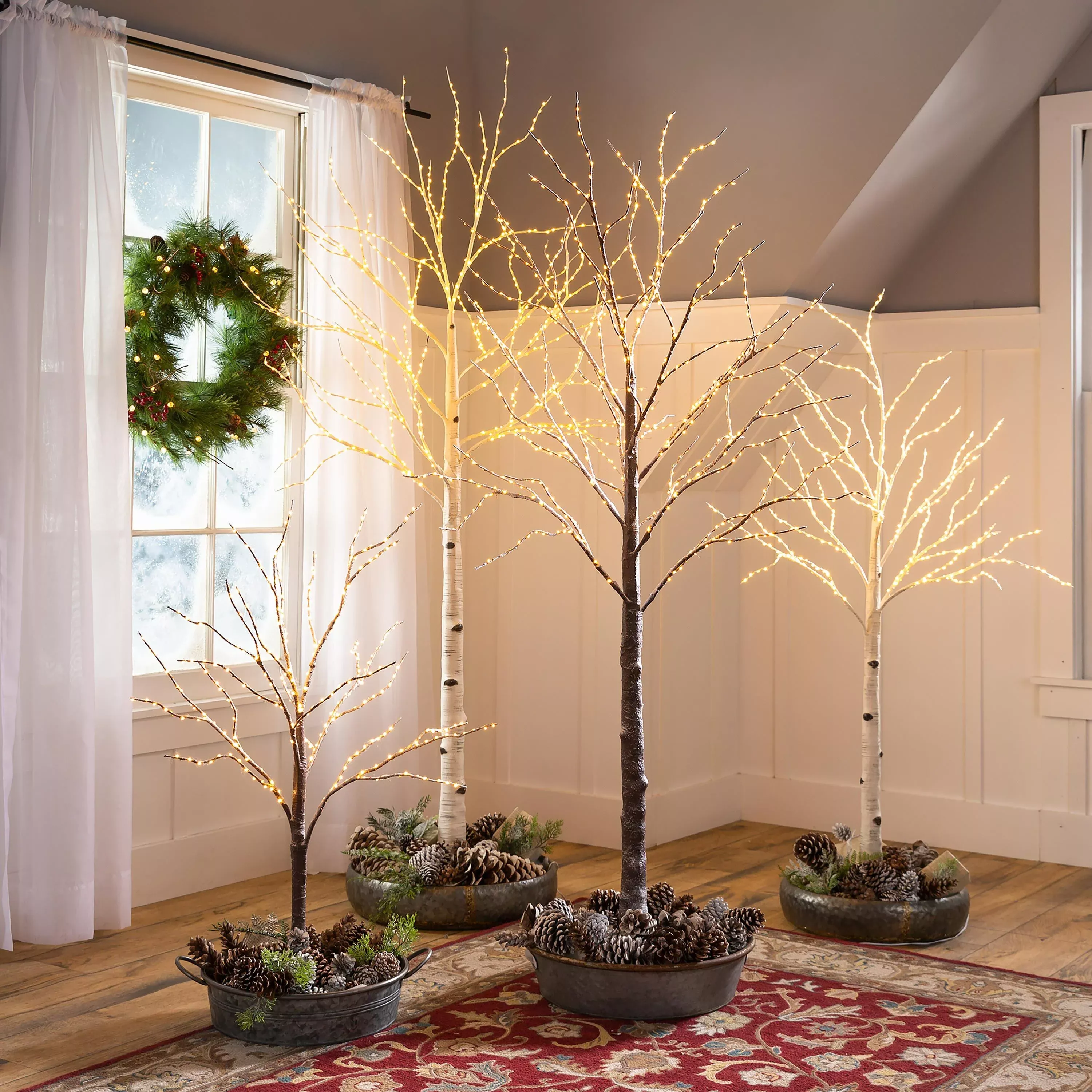 Small Indoor/Outdoor Birch Tree with 300 Warm White Lights