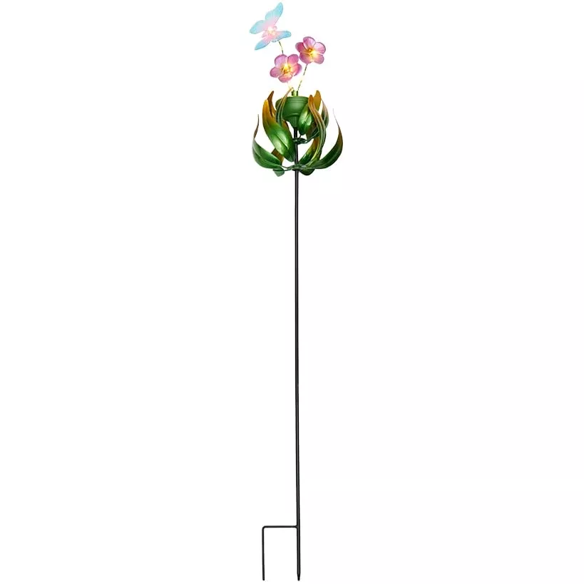 Solar Flower and Butterfly Garden Stake