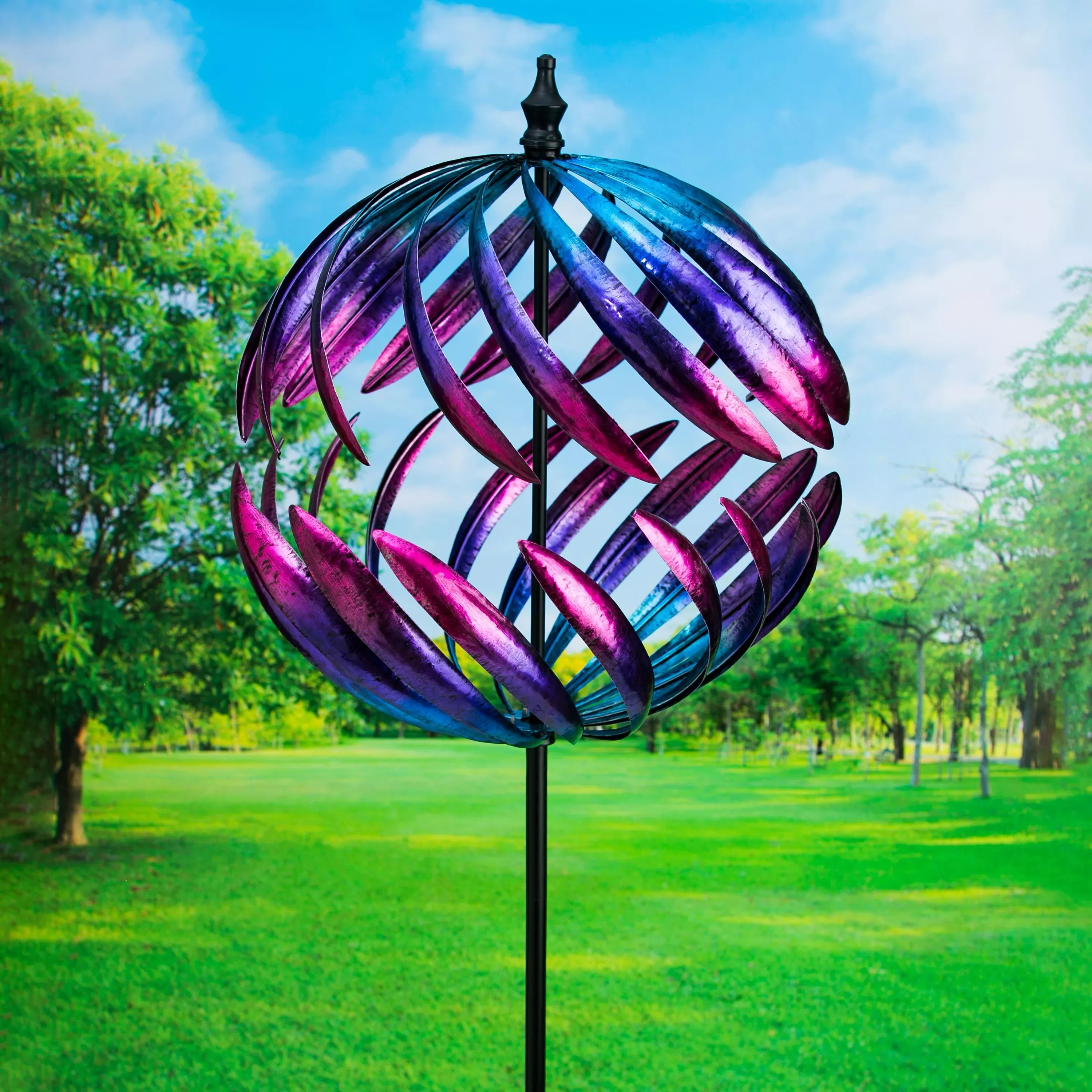 Split Sphere Metal Garden Wind Spinner