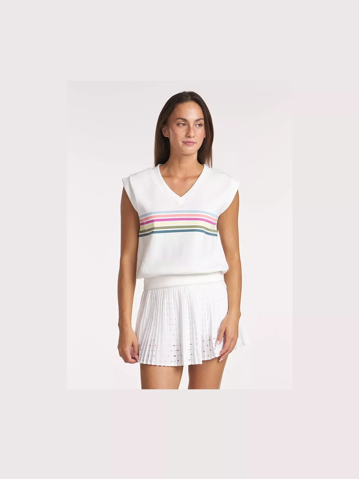 Stripe V Neck Sleeveless Pullover
