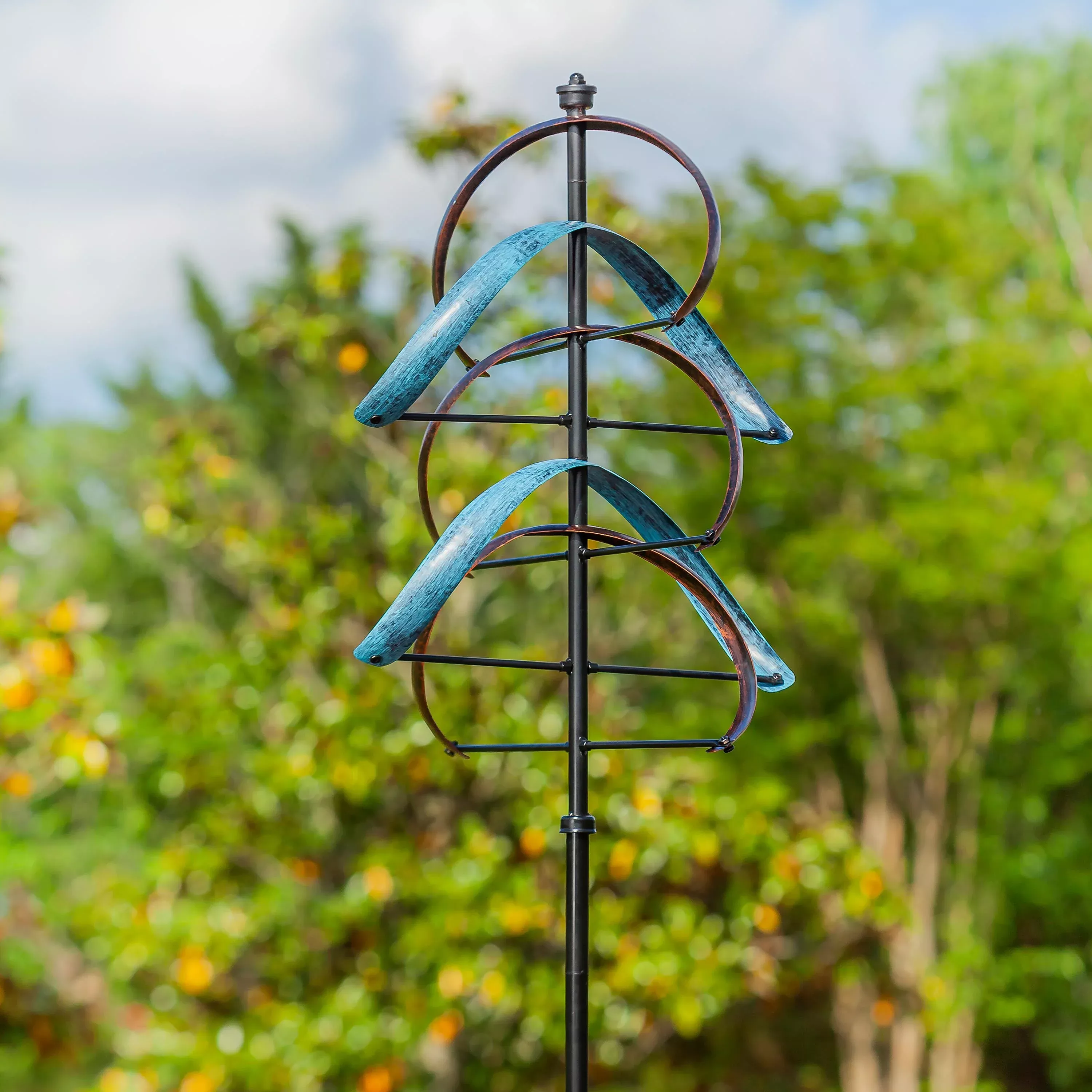 Towering Semicircle Metal Wind Spinner, 80" H