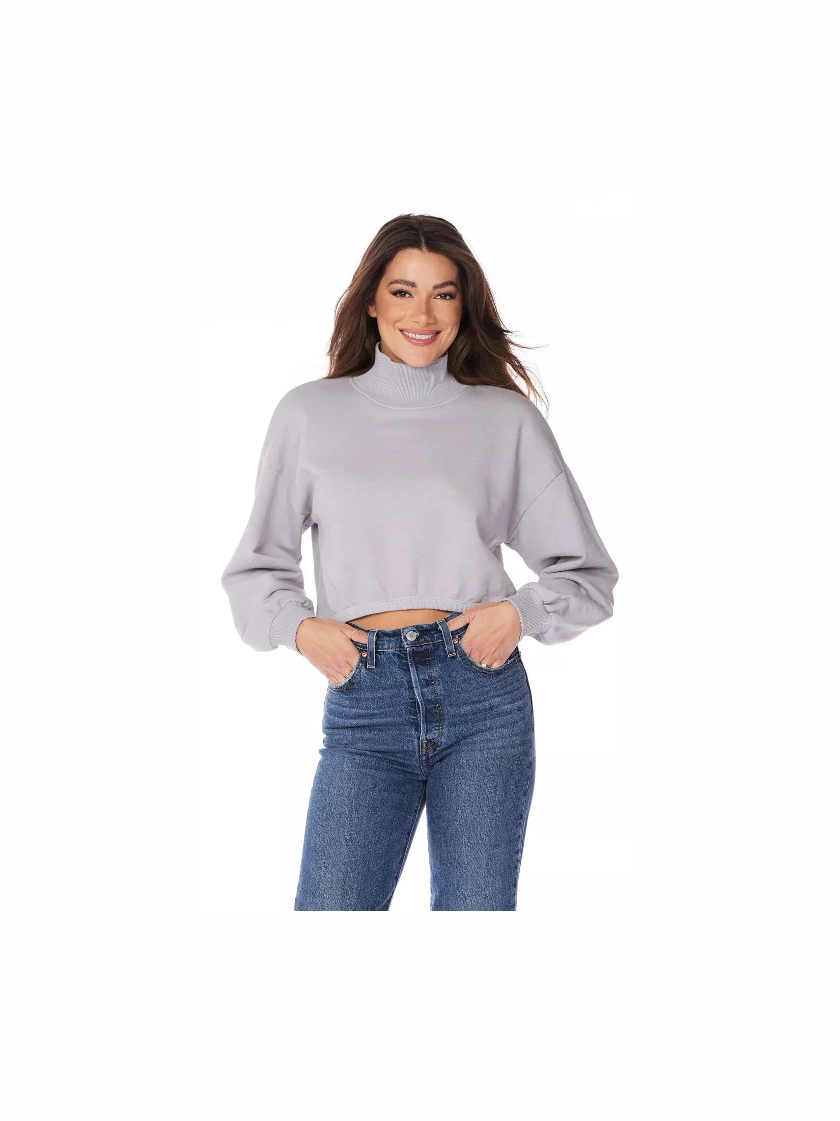 Turtleneck Bubble Sleeve Sweatshirt