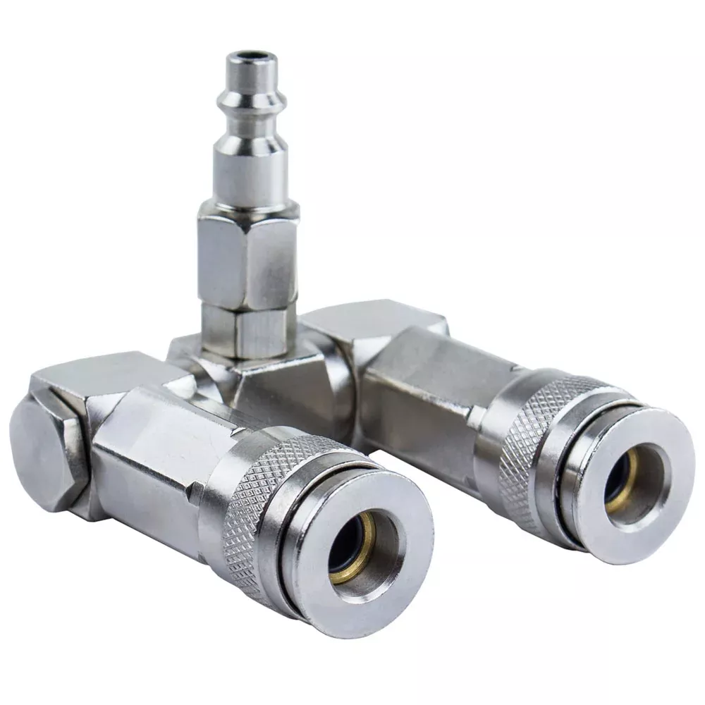 Two Way Air Hose Compressor Swivel Splitter 1/4" NPT 360 Degrees 10567