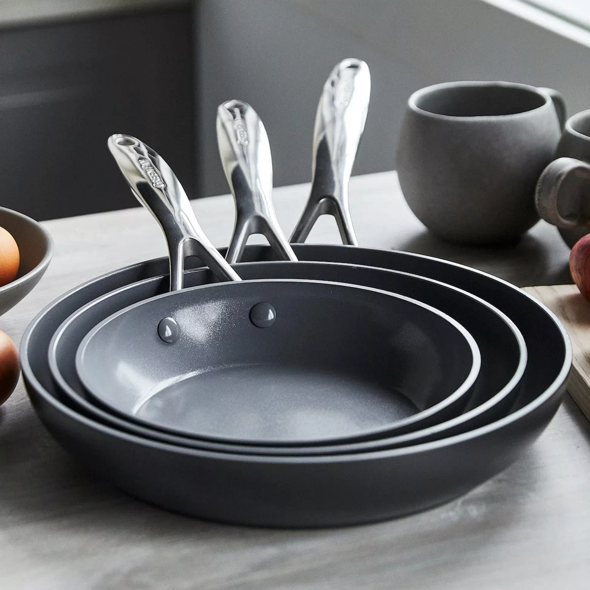 Valencia Pro 3 Piece Frying Pan Set - 8", 9.5", and 11" by GreenPan