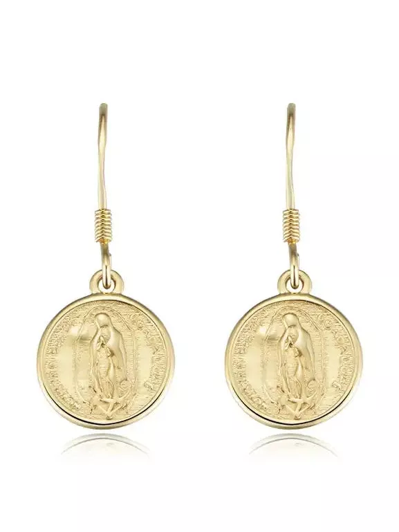 Virgin Mary Coin Earrings
