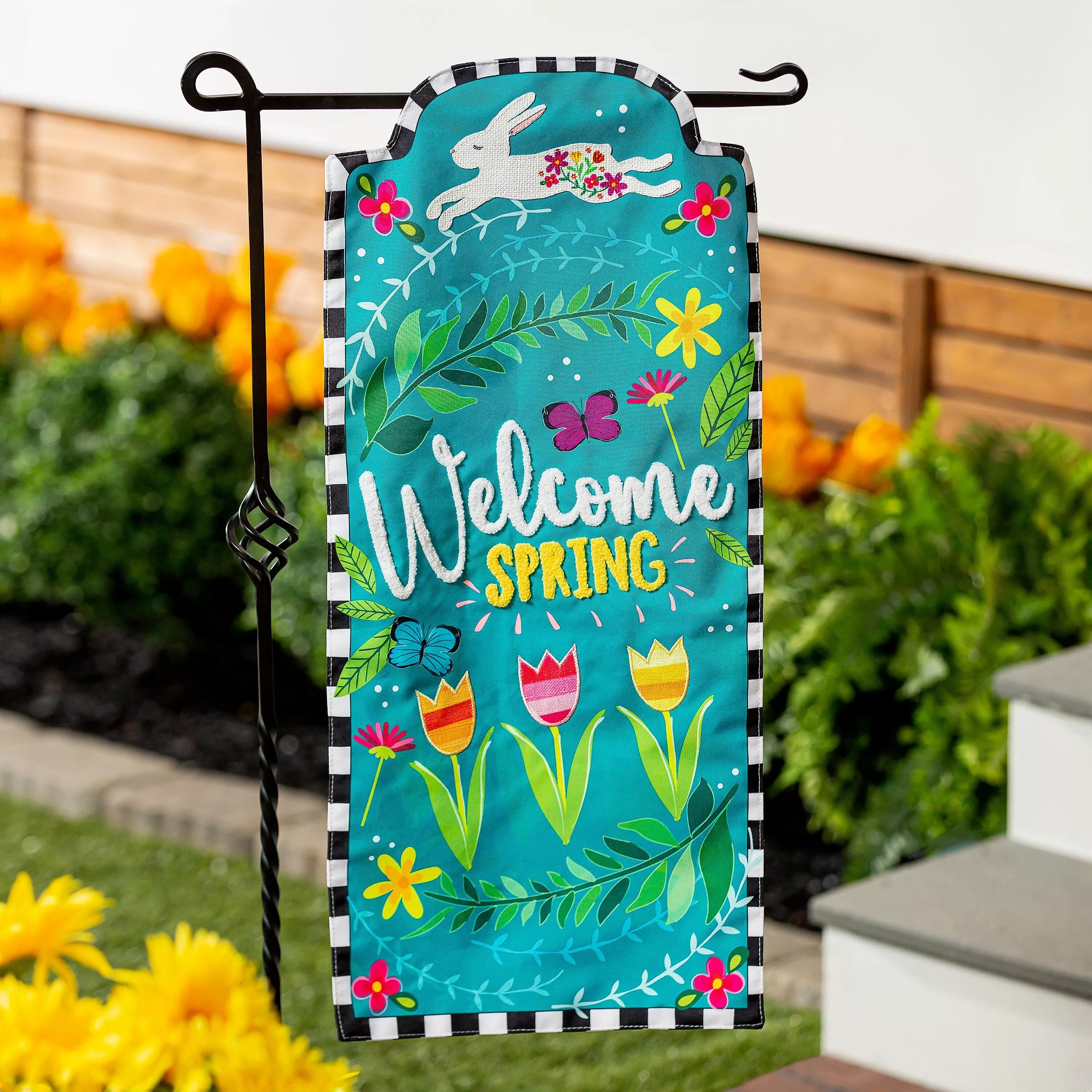 Welcome Spring Bunny Everlasting Impression Textile Décor