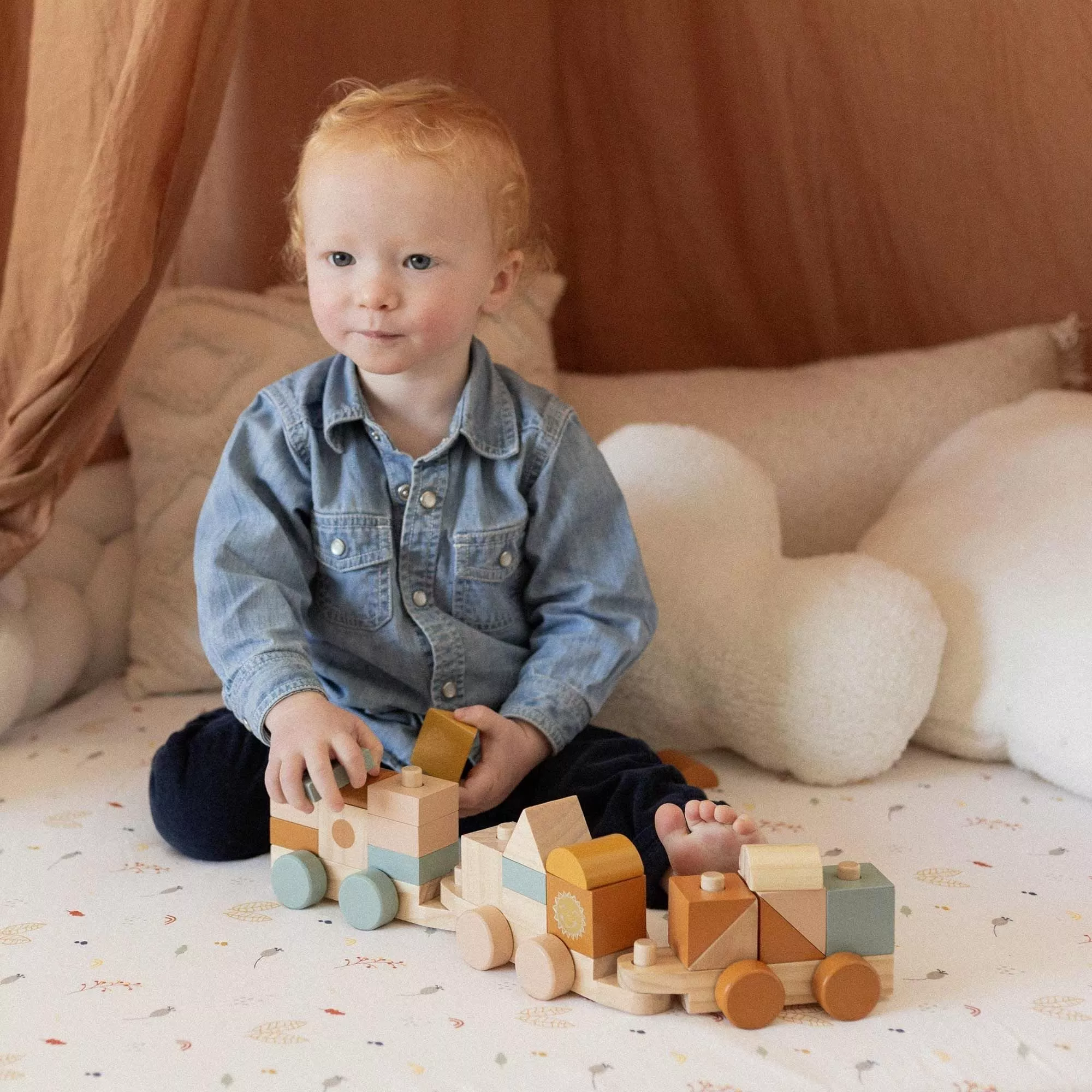 Wooden Block Train Set